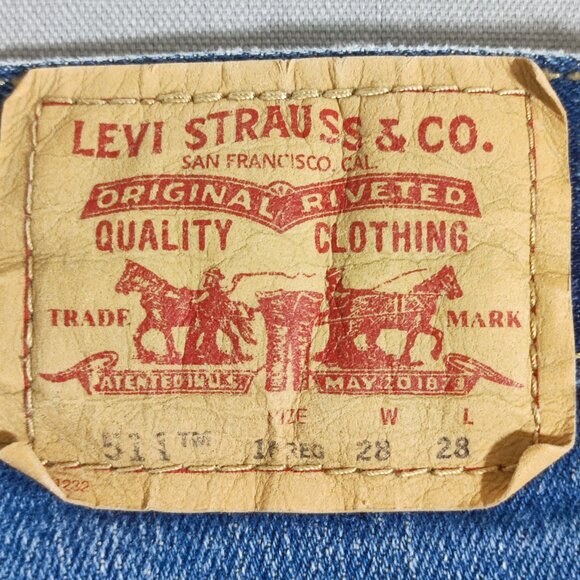 Levi's 511 jeans men's size W28XL28 medium washed blue slim fit straight jeans - Picture 5 of 16